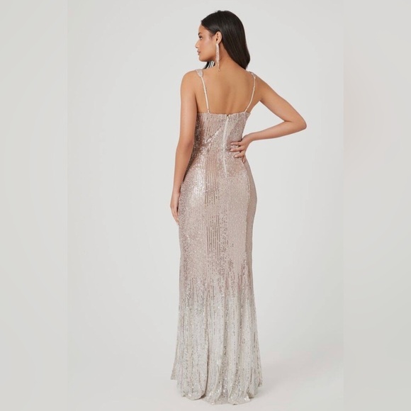 Sequin side slit ombre maxi gown dress nwot - Picture 2 of 3